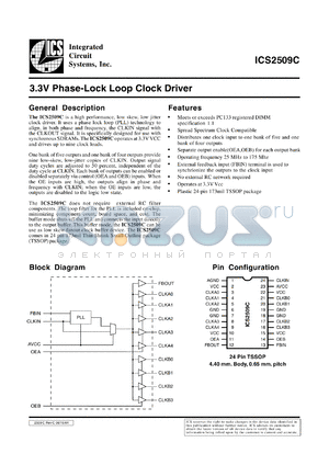 ICS2509CG-T datasheet - 3.3V phase-lock loop clock driver