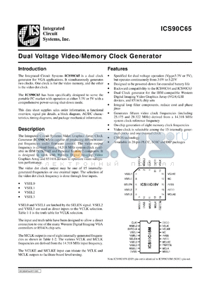 GSP90C65M datasheet - Dualvoltage video/memory clock generator