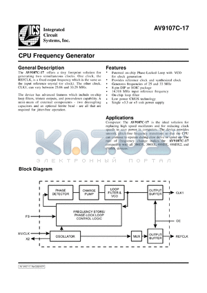 ICS9107C-17CS08 datasheet - CPU frequency generator