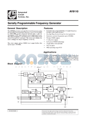 ICS9110-02CS14 datasheet - Serially programmable frequency generator
