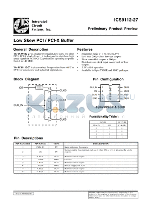 AV9112M-27-T datasheet - Low skew PCI/PCI-X buffer