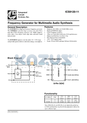 AV9120M-11 datasheet - Frequency generator for multimedia audio synthesis