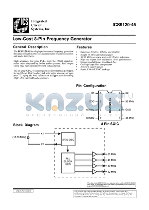 AV9120M-45 datasheet - Low-cost 8-pin frequency generator