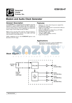 AV9120M-47 datasheet - Modem and audio clock generator