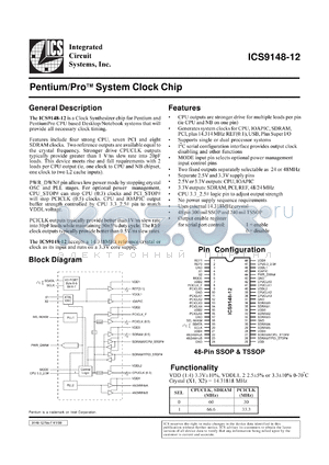 AV9148G-12 datasheet - Pentium/PRO system  clock chip