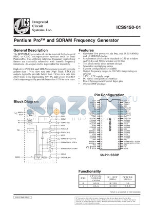 AV9150F-01 datasheet - Pentium/PRO and SDRAM frequency generator