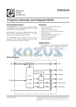 AV9158-03CW24 datasheet - Frequency generator and integrated buffer
