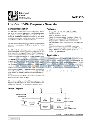 ICS9154A-04CN16 datasheet - Low-cost 16-pin frequency generator