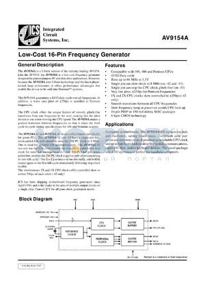 ICS9154A-26CN16 datasheet - Low-cost 16-pin frequency generator