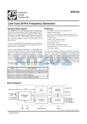 ICS9155-02N20 datasheet - Low-cost 20-pin frequency generator