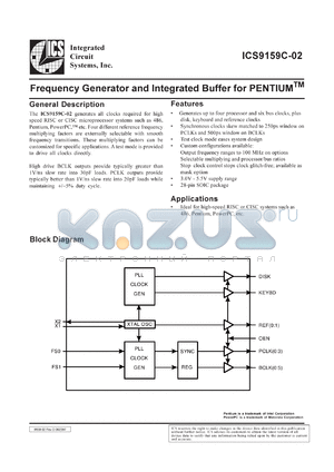 GSP9159C-02CW28 datasheet - Frequency generator and integrated buffer for Pentium