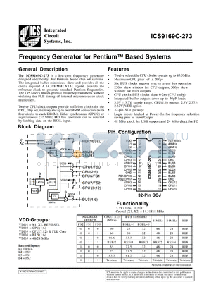 AV9169CM-273 datasheet - Frequency generator for Pentium based system