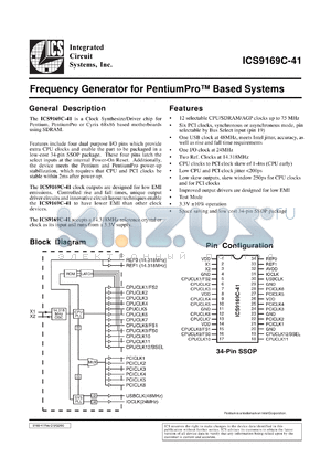 AV9169CF-41 datasheet - Frequency generator for Pentium PRO based system