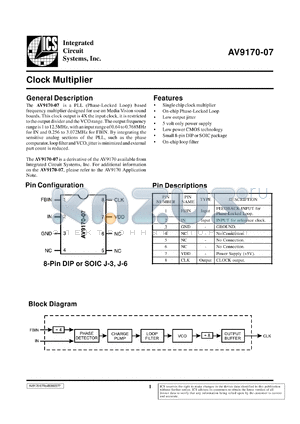 ICS9170-07CN08 datasheet - Clock multiplier