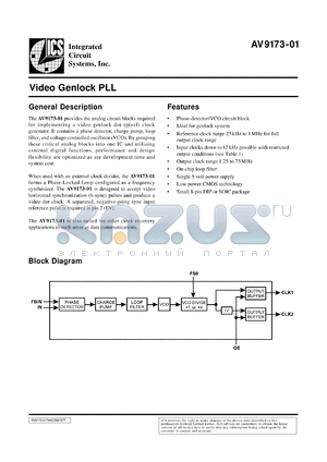 ICS9173-01CS08 datasheet - Video genlock PLL