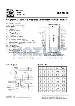 AV9248F-98-T datasheet - Frequency generator and integrated buffer for Celeron and PII/III