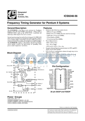 AV9248F-56-T datasheet - Frequency timing generator  for Pentium II system