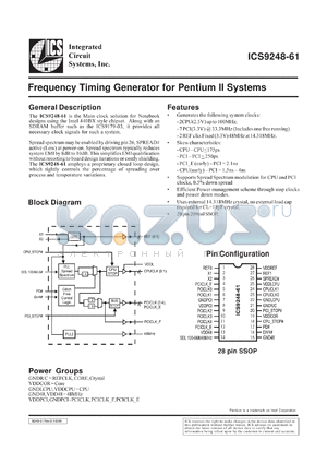 AV9248F-61 datasheet - Frequency timing generator  for Pentium II system