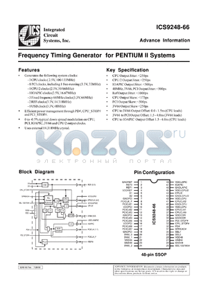 AV9248F-66 datasheet - Frequency timing generator  for Pentium II system