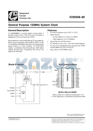 AV9248F-80-T datasheet - General purpose 133MHz system clock