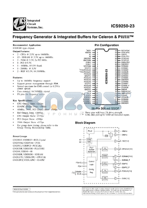 ICS9250F-23 datasheet - Frecuency generator and integrated buffer for Celeron and PII/III