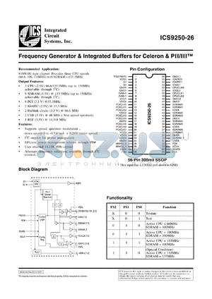 AV9250F-26-T datasheet - Frecuency generator and integrated buffer for Celeron and PII/III