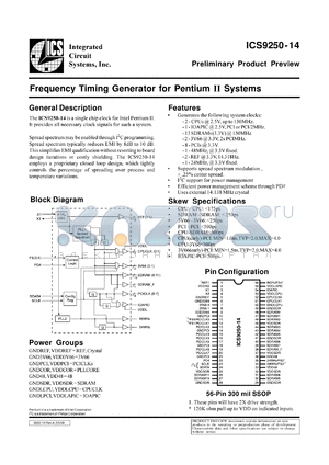 AV9250F-14-T datasheet - Frecuency timing generator  for  Pentium II system