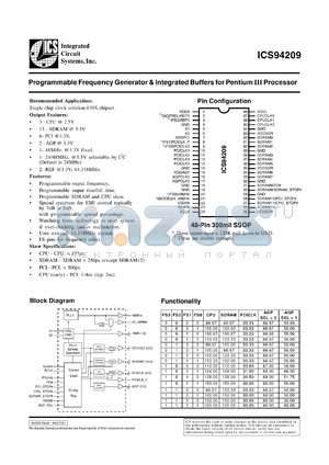 AV94209F-T datasheet - Programmable frequency generator and integrated buffer for Pentium III processor