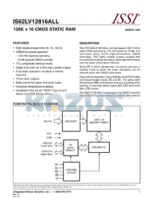 IS62LV12816ALL-55TI datasheet - 128K x 16  CMOS static RAM