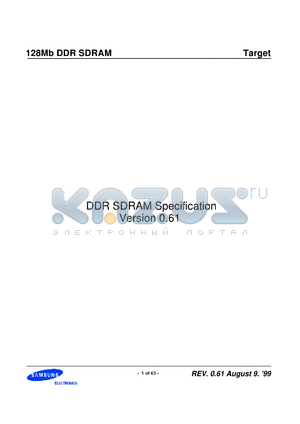 KM416L8031BT-G0 datasheet - 128 Mb DDR SDRAM. Version 0.61, Operating freq. 100 MHz, speed 10ns.
