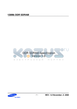 K4H280438B-TCA2 datasheet - 128 Mb DDR SDRAM. Version 1.0, 133 MHz, speed 7.5ns@CL2.