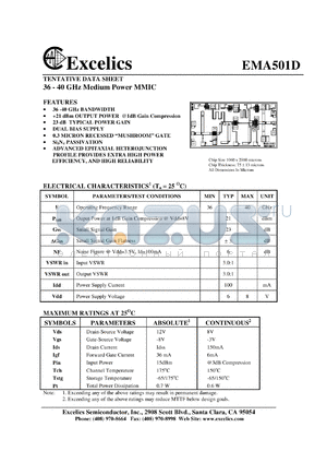 EMA501D datasheet - 36-40 GHz medium power MMIC