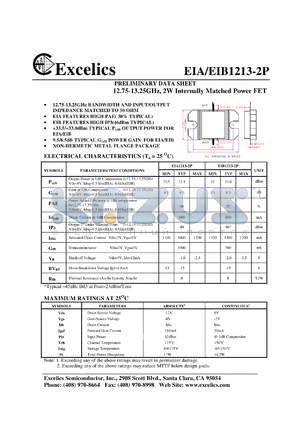 EIA1213-2P datasheet - 12.75-13.25GHz, 2W internally matched power FET