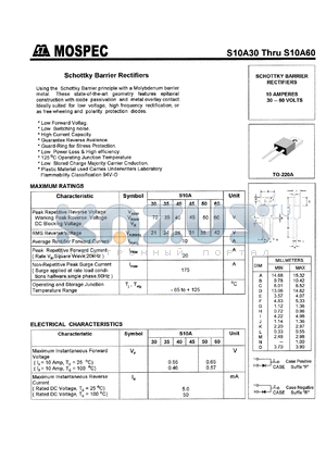 S10A45 datasheet - 45V schottky barrier rectifier