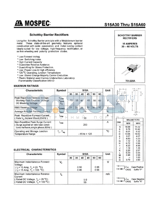 S15A45 datasheet - 45V schottky barrier rectifier