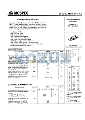 S15D45 datasheet - 45V schottky barrier rectifier