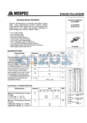 S16C35 datasheet - 35V schottky barrier rectifier