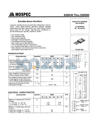 S20D45 datasheet - 45V schottky barrier rectifier