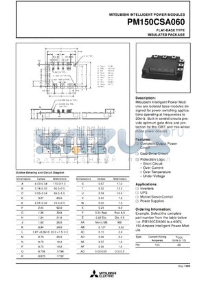 PM150CSJ060 datasheet - 150 Amp intelligent power module for flat-base type insulated package