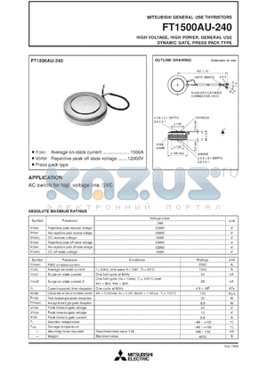 FD1500AU-240 datasheet - Thyristor for high voltage, high power, general use, dynamic gate, press pack type