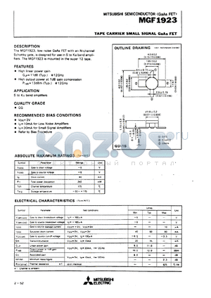 MGF1923 datasheet - Tape carrier low noise GaAs fet