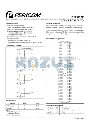 PI5C34X245Z datasheet - 32-bit, 2-port bus switch