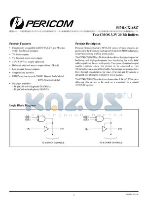 PI74LCX16827A datasheet - Fast CMOS 3.3V 20-bit buffer