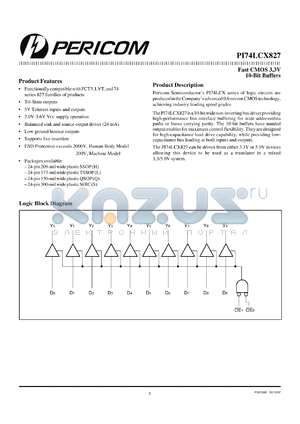 PI74LCX827L datasheet - Fast CMOS 3.3V 10-bit buffer