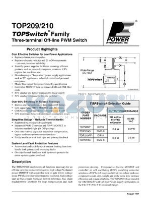 TOP210PF1 datasheet - Three-terminal off-line PWM switch