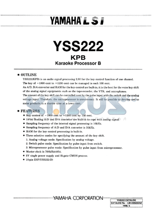 YSS222-D datasheet - KPB karaoke processor B