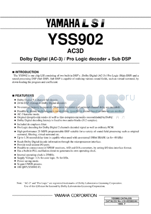 YSS902-E datasheet - Dolby digital/Pro logic decoder + sub DSP