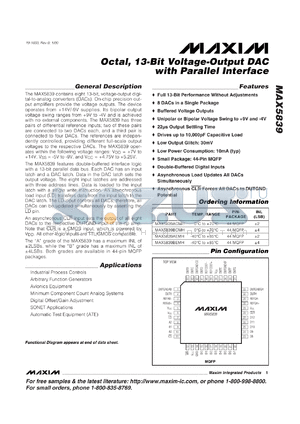 MAX5839BCMN datasheet - Octal, 13-bit voltage-output DAC with parallel interface. INL(LSB) +-4.