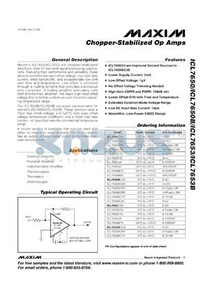 ICL7653MJA datasheet - Chopper-stabilized amplifier