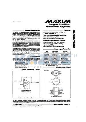 ICL7652BCPA datasheet - Chopper-stabilized operational amplifier